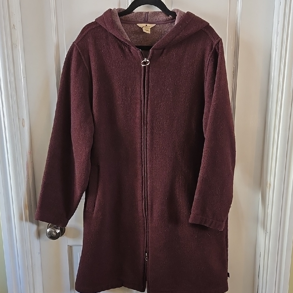 Woolrich Women's Wool Full Zip Hooded Long Mid-Length Coat Large